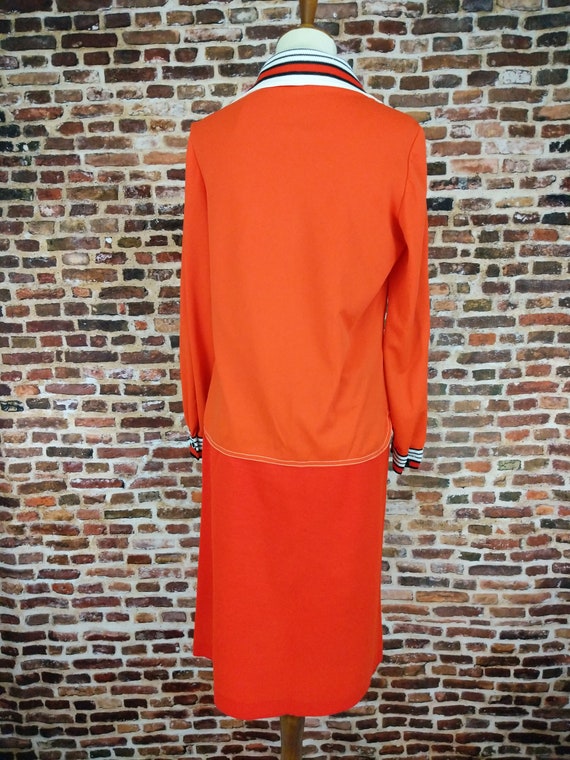 Vintage Mod Dress Orange Two Piece Jacket and Ski… - image 7