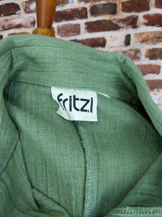 Vintage 70's Blazer Moss Green Button Up Shirt Wo… - image 5