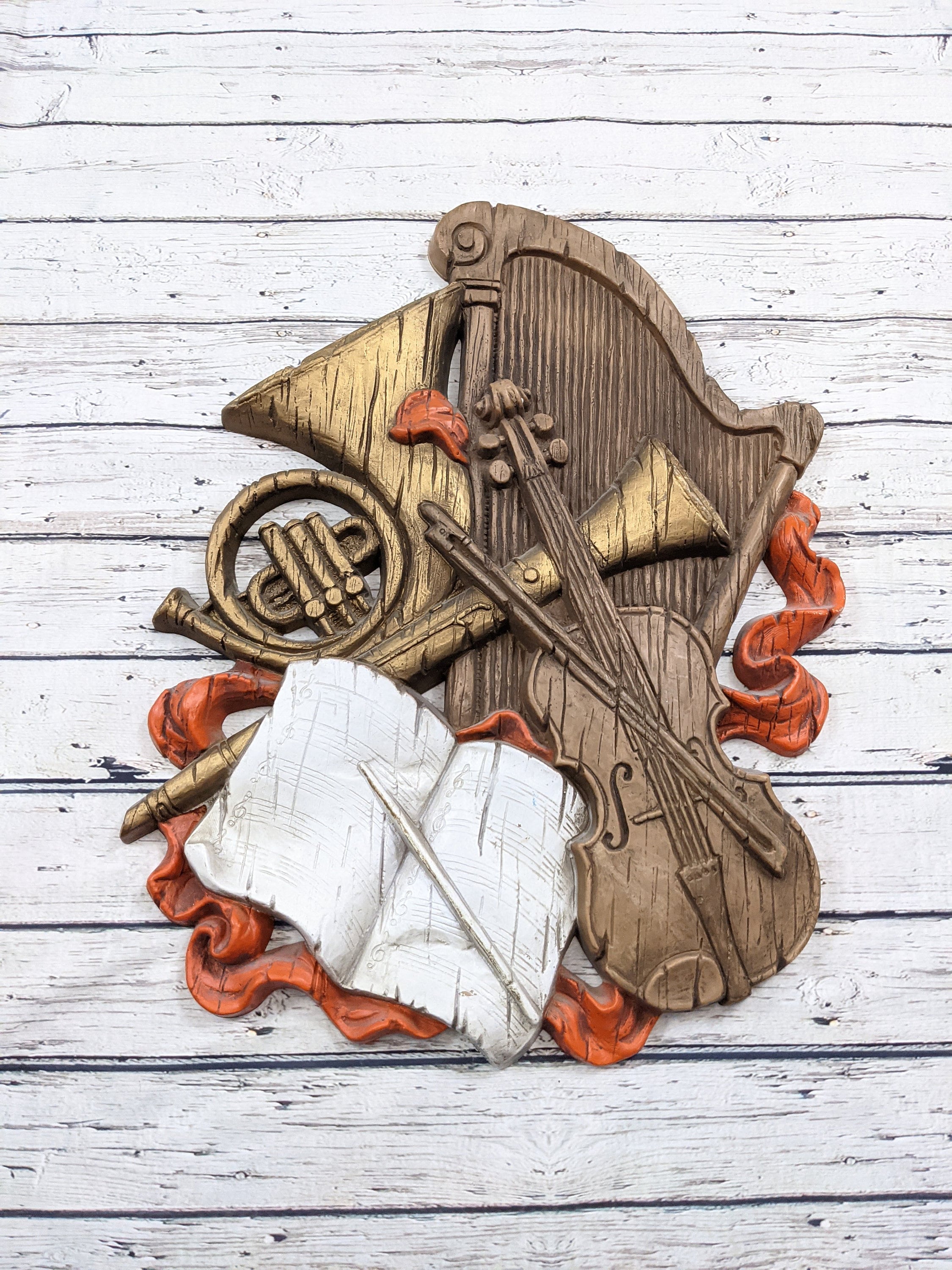 Large Vintage Homco Wall Decor - Music Instruments Music Large Vintage Homco Wall Decor - Music Instruments Music