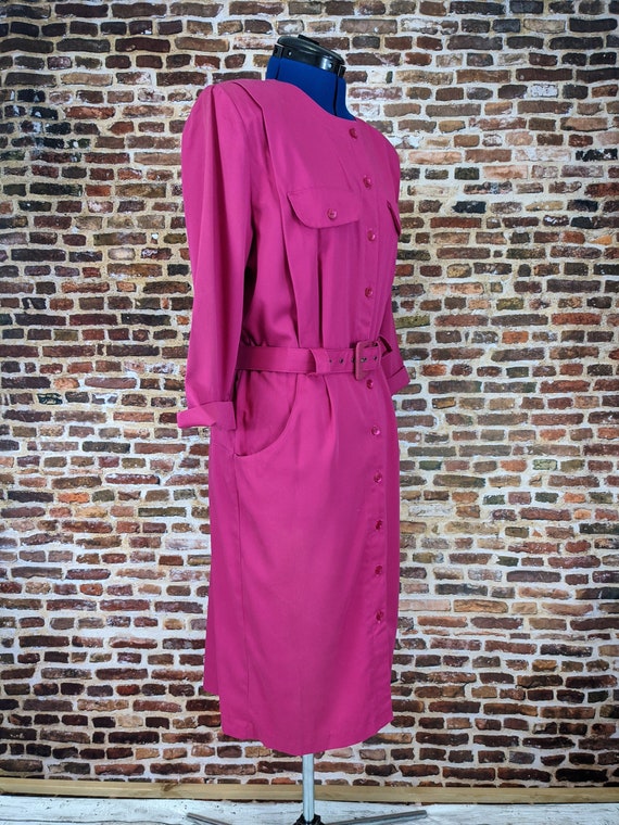 Simple Vintage 80's Sheath Dress - Pink Shirtwais… - image 7
