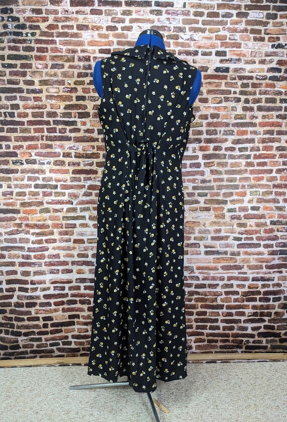 Vintage 90's Dress - Black Floral Print Rayon - S… - image 3