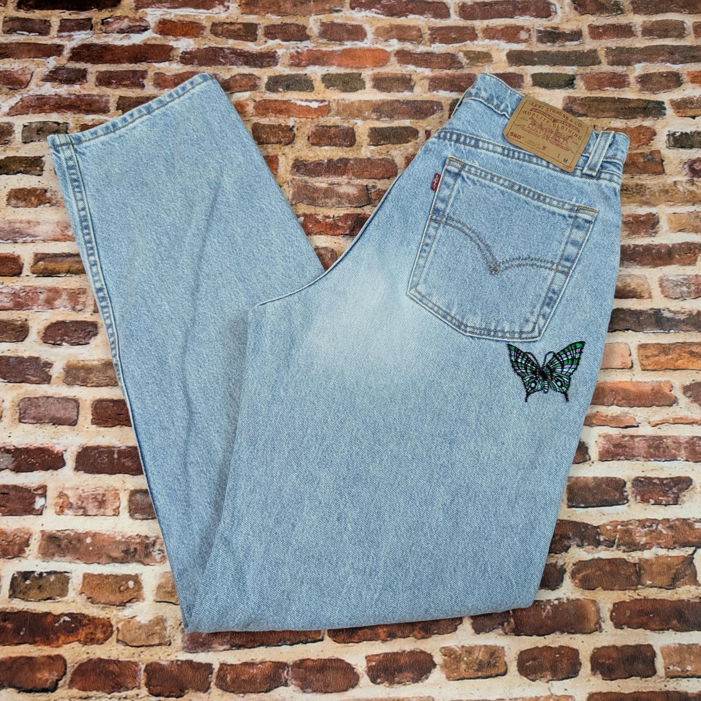 Levi's モールバナナー デニムタペストリー Vintage Levi's Jeans With Butterfly Patch - 560 Faded Y2k Women's
