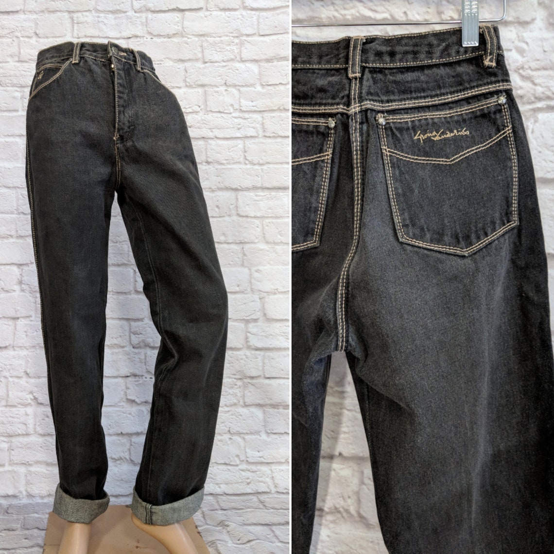 Vintage Gloria Vanderbilt for Murjani Black Denim Jeans XS | Etsy