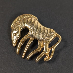 Vintage Gold Tone Zebra Brooch - Animal Themed Jewelry Retro Statement