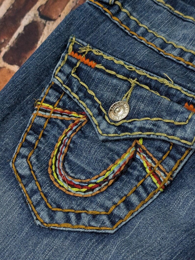 vintage an 2000 True Religion jeans bootcut taille basse orange surpiqûres taille 26 image 17