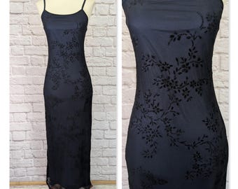 Vestido lencero largo de terciopelo con efecto desgastado - Vestido tubo de tirantes finos estilo años 90 Y2K de Byer Too - Talla pequeña