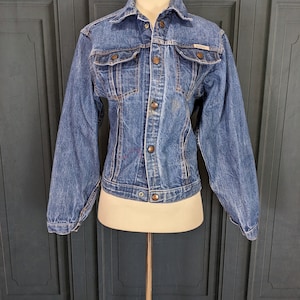 Size XS S Women&#39;s Vintage 80&#39;s Denim Trucker Jacket - Gauchos Blue Jean Jacket