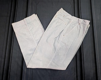 Vintage 80-tals manchesterbyxor - ljusblå raka ben, avslappnad passform, storlek Medium - 28,5 x 28