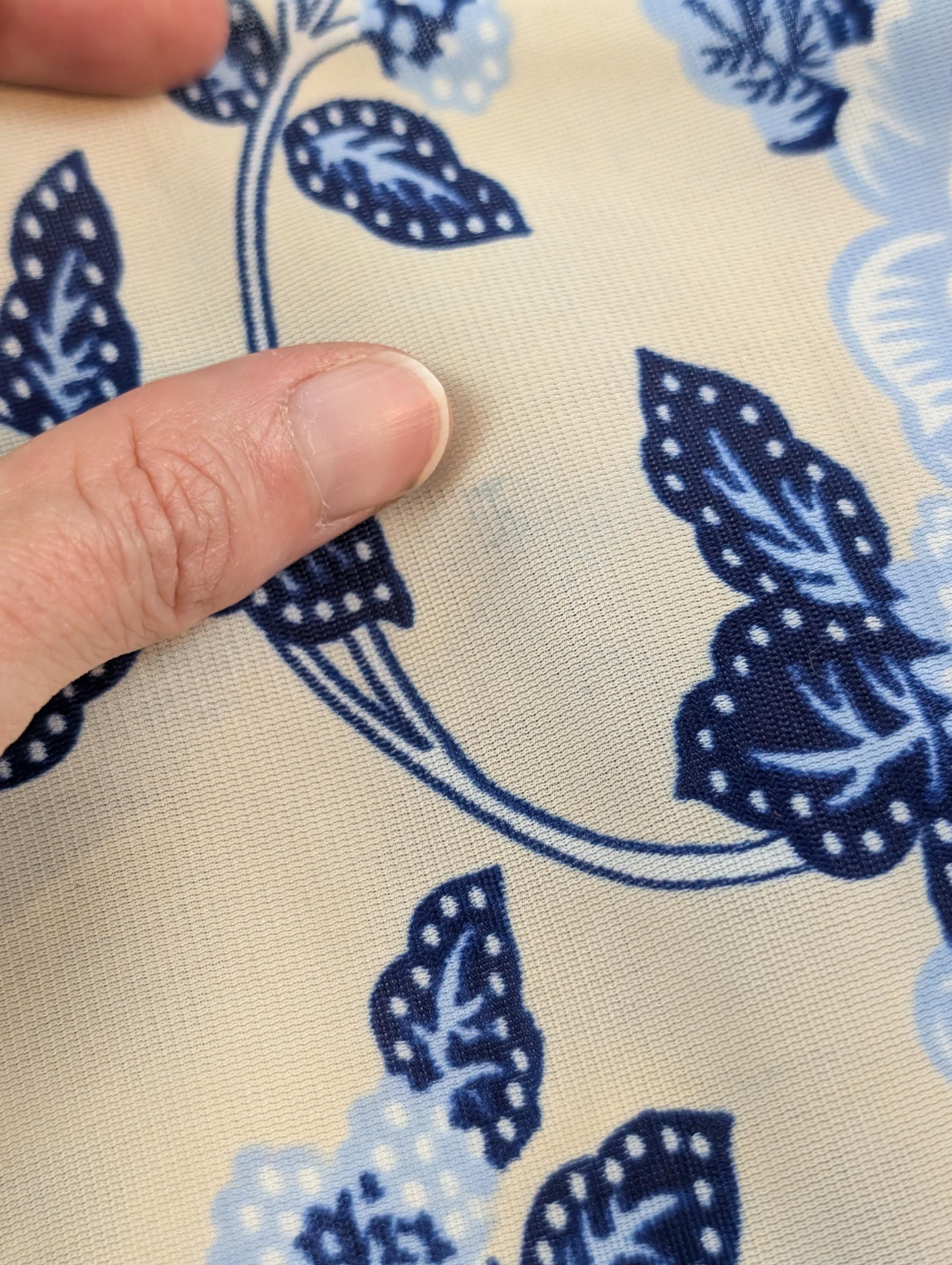 Vintage Sewing Material Fabric - Blue Floral Chintz Print off