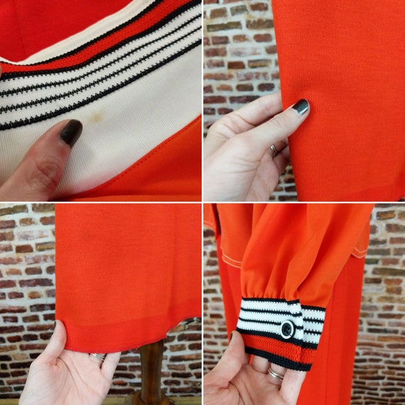 Vintage Mod Dress Orange Two Piece Jacket and Ski… - image 9