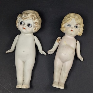 Ceramic Bisque Doll Lot Flapper Style Kewpie Jointed Arms Vintage Antique 6.5"