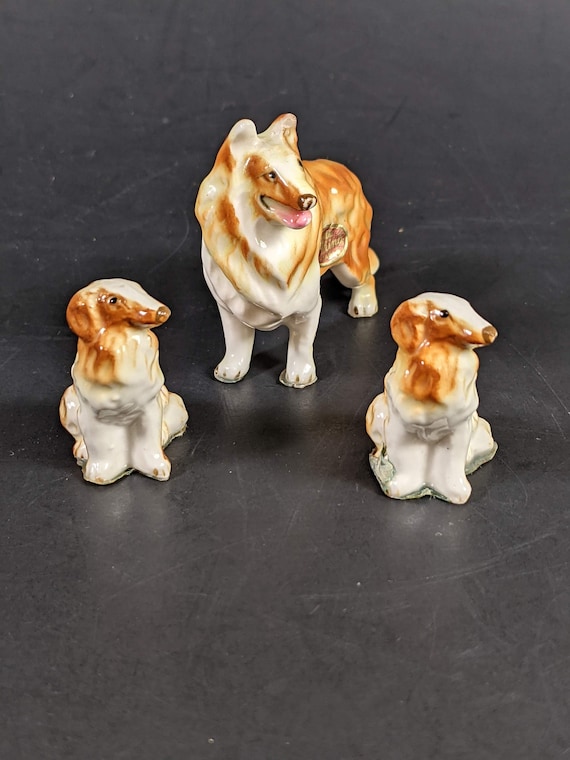 Vintage Miniature Bone China Dog Figurines Set of 3 Collie Dogs - Etsy