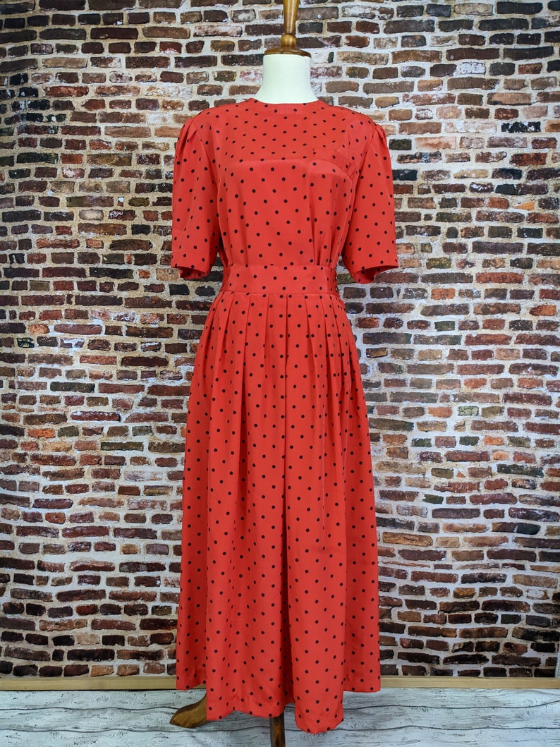 Vintage Red Polka Dot 80's Dress Two Piece Shirtwaist - Etsy