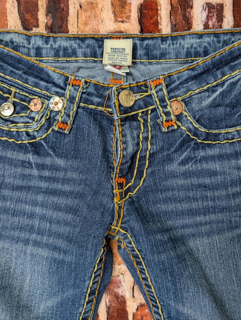 vintage an 2000 True Religion jeans bootcut taille basse orange surpiqûres taille 26 image 4
