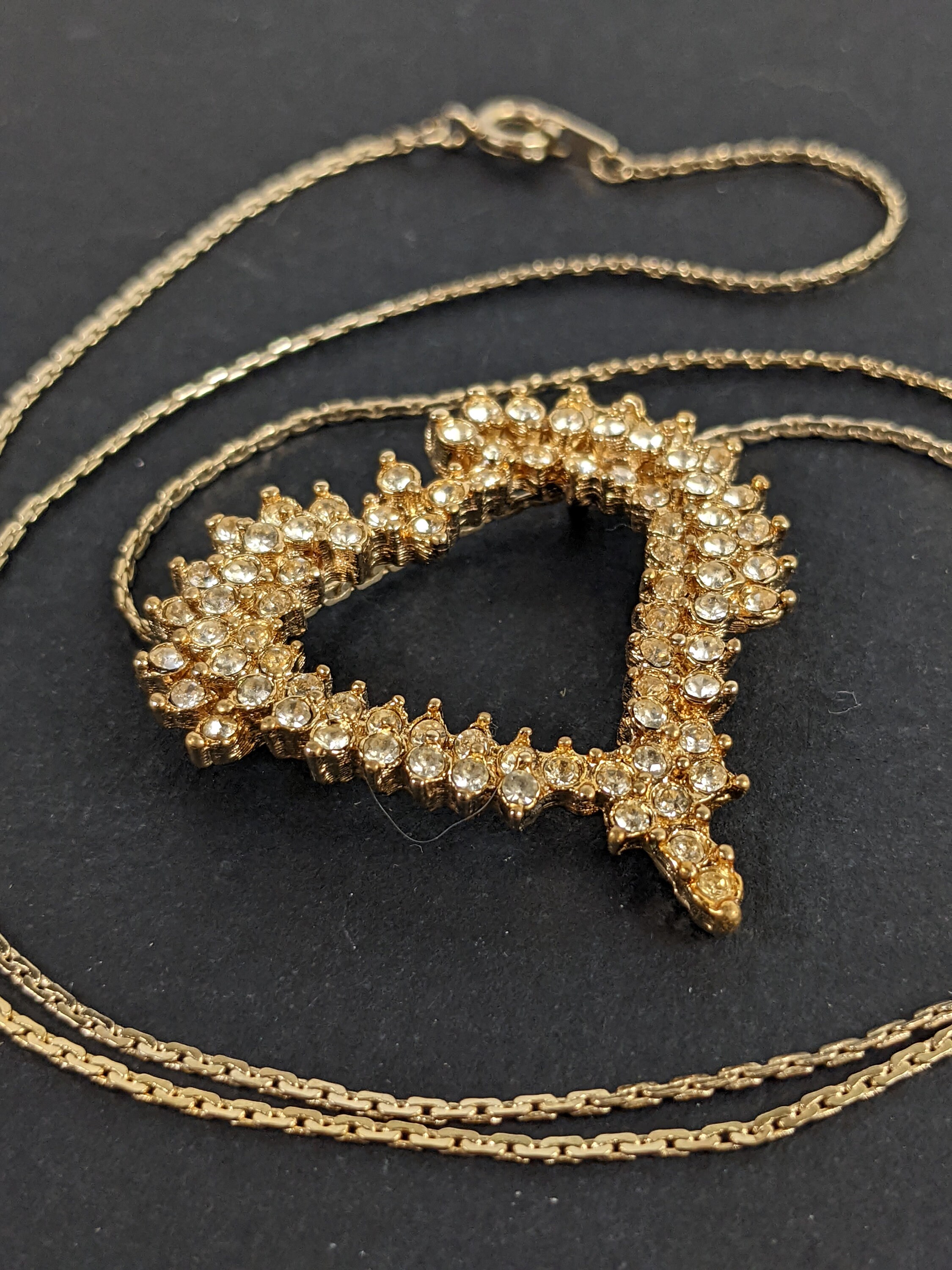 ★VINTAGE HOLLYWOOD★ Gemstone Heart Necklace_VH2435NE006M Vintage Regal Gems Heart Pendant with Sterling Chain - 2.25