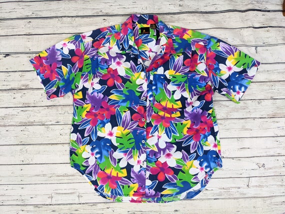 Vintage Tropical Print Summer Shirt - Hawaiian Pr… - image 1