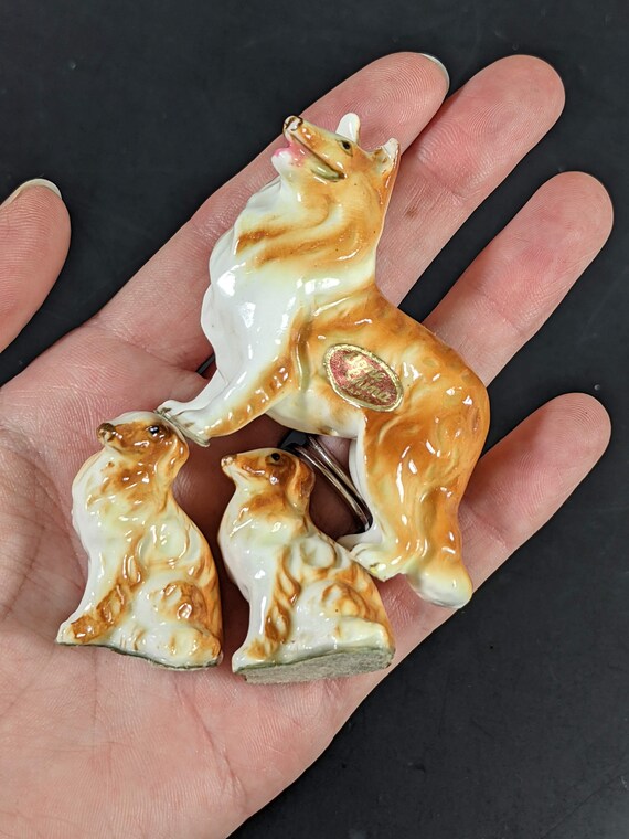 Vintage Miniature Bone China Dog Figurines Set of 3 Collie Dogs - Etsy
