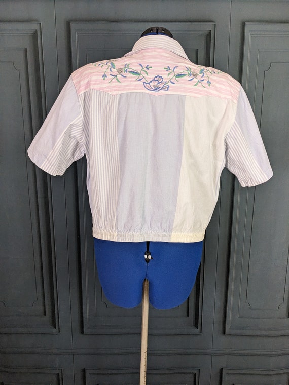 Vintage 80's Blouse - Women's Cropped Tie Waist S… - image 4