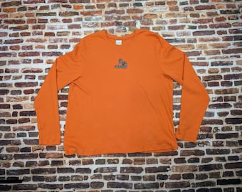 Vintage Y2k Halloween Shirt - Orange Black Jack O Lantern - Size XXL Long Sleeve Pullover Shirt Ladies Women's