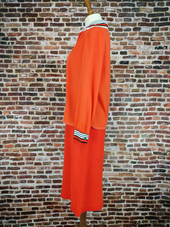Vintage Mod Dress Orange Two Piece Jacket and Ski… - image 6