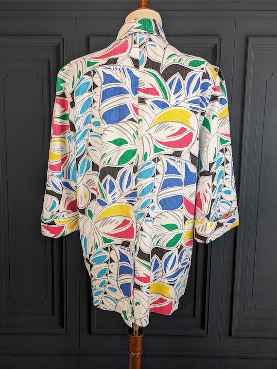 Vintage 80's Patterned Jacket - Linen Like Summer… - image 3
