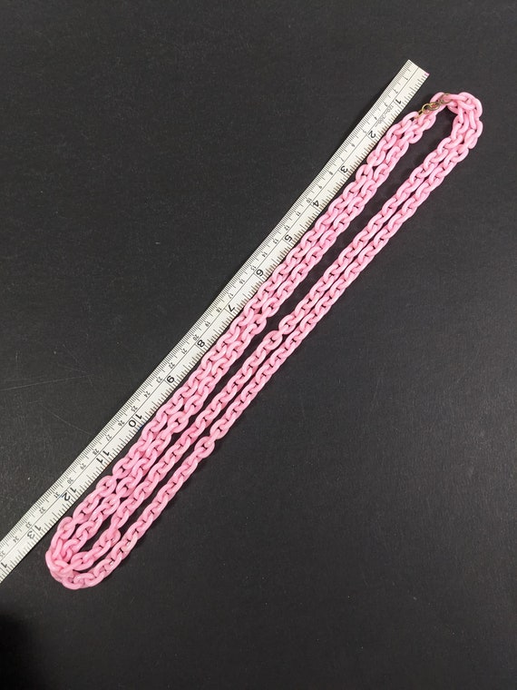 Vintage Plastic Chain Necklace - Pastel Pink Link… - image 8