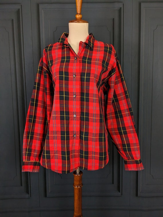 Vintage Plaid Button up Shirt - Long Sleeve Women'