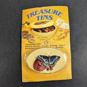 Vintage Treasure Tins - Butterfly Printed Pillbox in Package