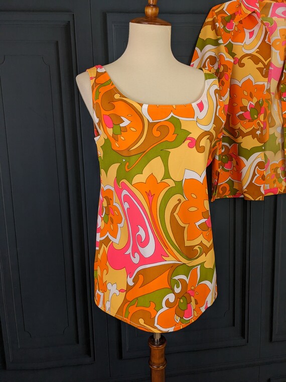 Groovy Vintage Shirt and Jacket Set - Colorful 60… - image 3