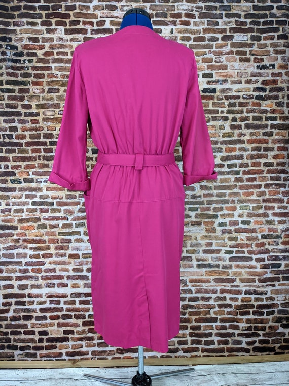 Simple Vintage 80's Sheath Dress - Pink Shirtwais… - image 9