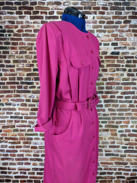 Simple Vintage 80's Sheath Dress - Pink Shirtwais… - image 6