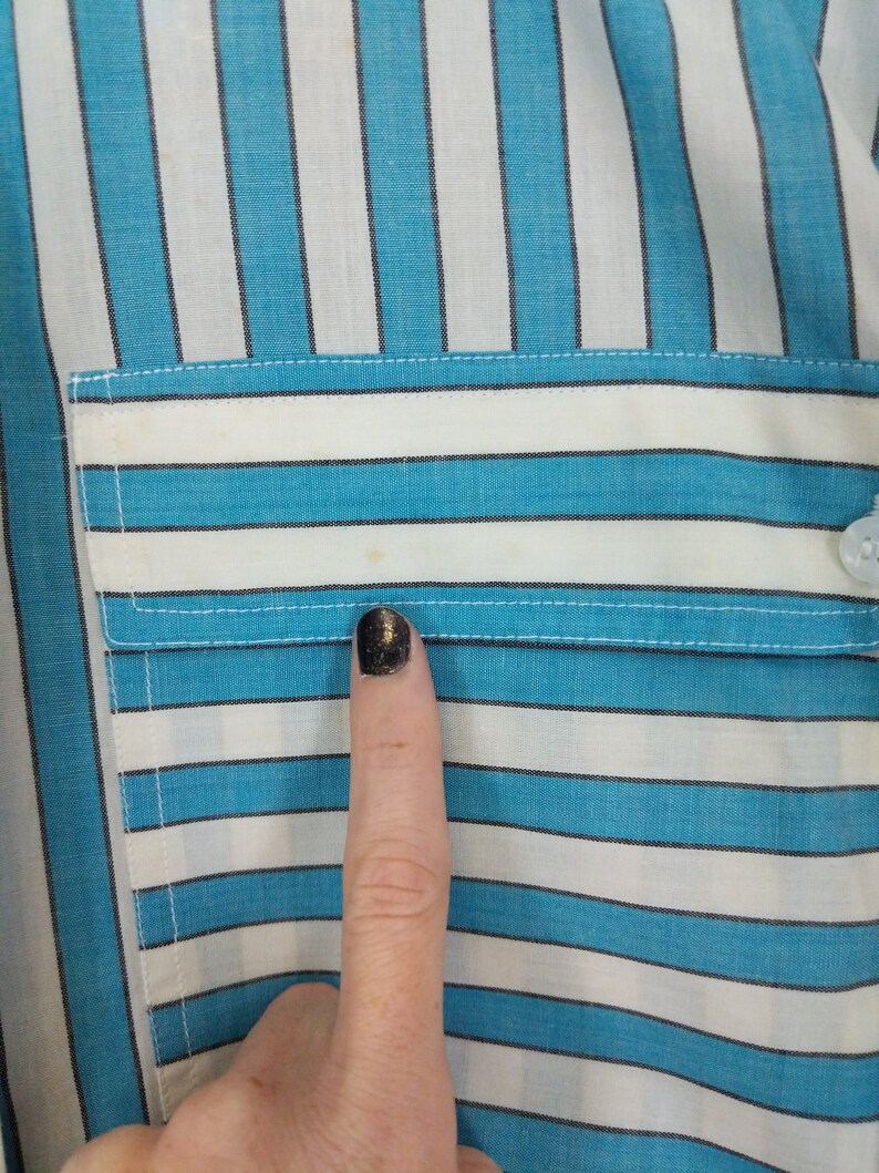 Vintage Striped Button Shirt Men/'s Women/'s Blue White Summer Cotton Shirt Long Sleeve