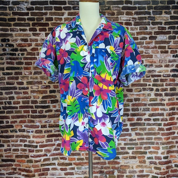 Vintage Tropical Print Summer Shirt - Hawaiian Pr… - image 3
