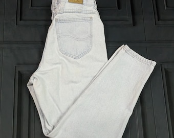 Jeans vintage de lavado claro - Jeans Lee de talle alto y pierna cónica estilo mom jeans - W 30 L 29.5