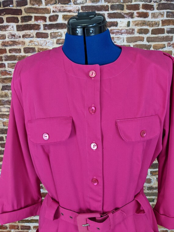 Simple Vintage 80's Sheath Dress - Pink Shirtwais… - image 4