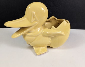 Vintage Yellow Duck Planter - McCoy Made in USA - MCM Ceramic