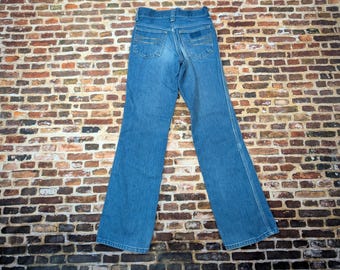 Jeansy Vintage Sedgefield 26 x 30 dla chłopców, rozmiar młodzieżowy - lata 70. i 80., zniszczone, jeansy z szerokimi nogawkami typu boot cut