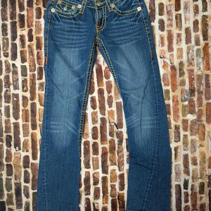 vintage an 2000 True Religion jeans bootcut taille basse orange surpiqûres taille 26 image 2