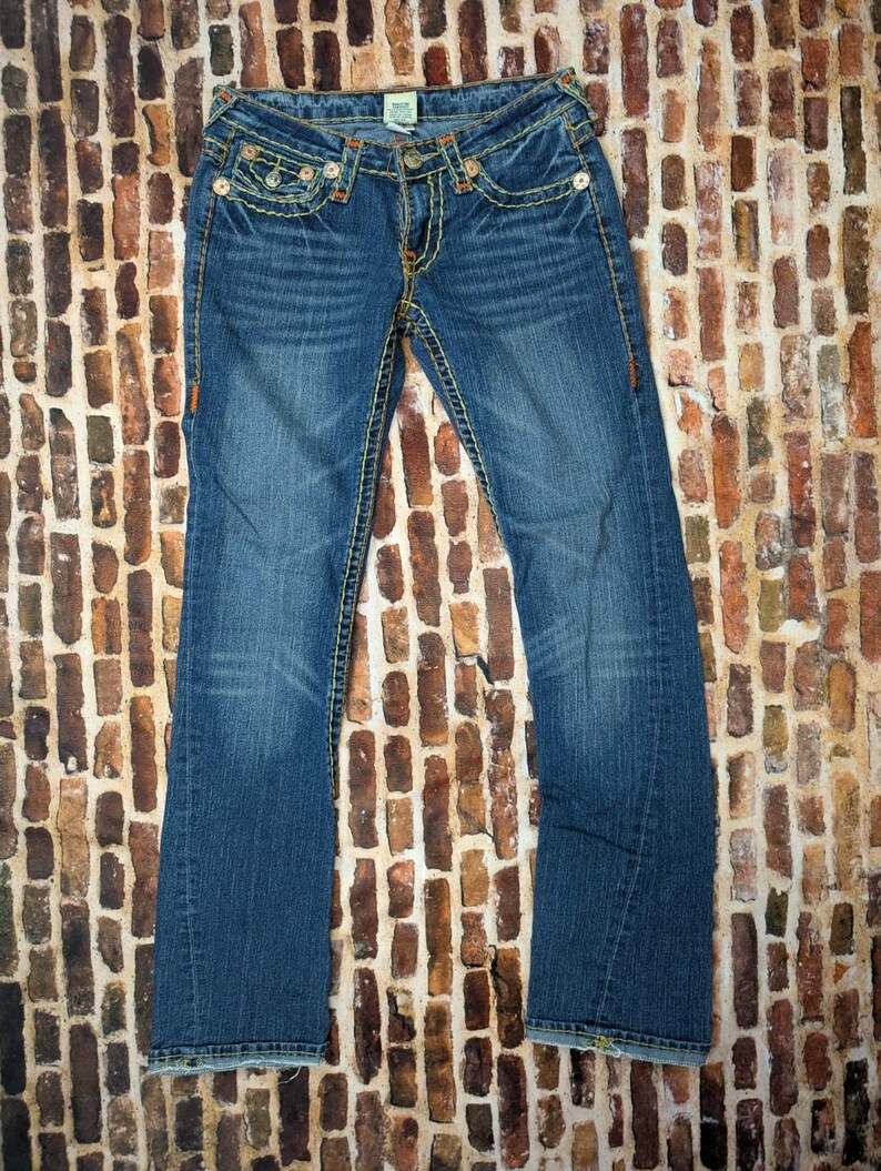 vintage an 2000 True Religion jeans bootcut taille basse orange surpiqûres taille 26 image 2