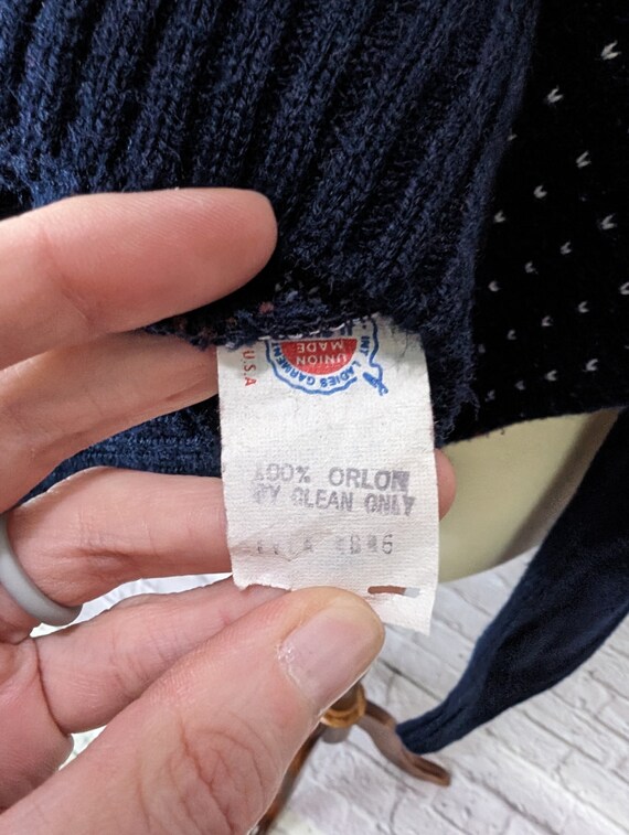 Vintage Etienne Aigner Sweater - Navy Blue Patterned Knit