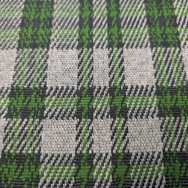 Vintage Green Grey Plaid Knit Sewing Fabric - Synthetic Stretch Knit  - 2 Yards x 60.5" Wide