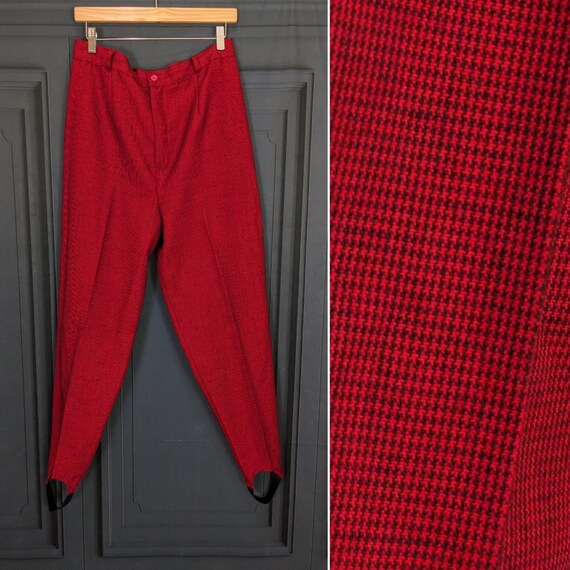 Vintage Stirrup Pants Red and Black Herringbone Pri… Gem