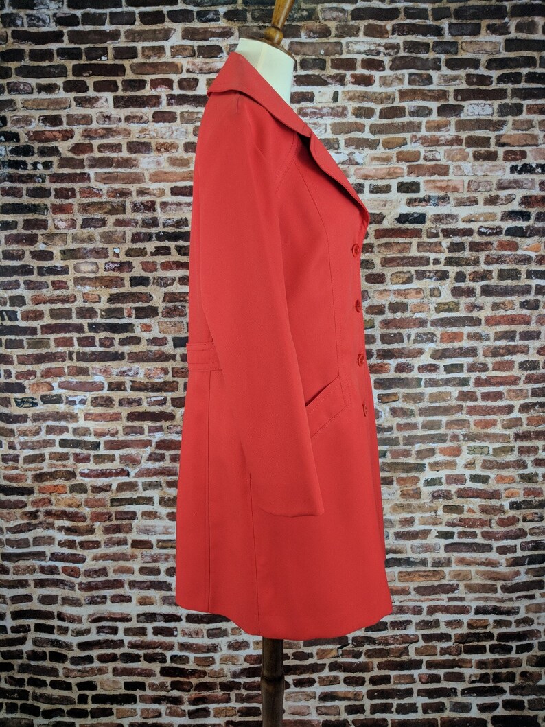 Bright Red 60's Women's Coat Trench Coat Duster Mod | Etsy