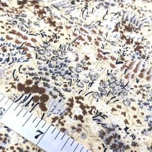 Vintage 70&#39;s Sewing Fabric Brown Floral Print -  Earth Tones Nature Print - 5 Yard