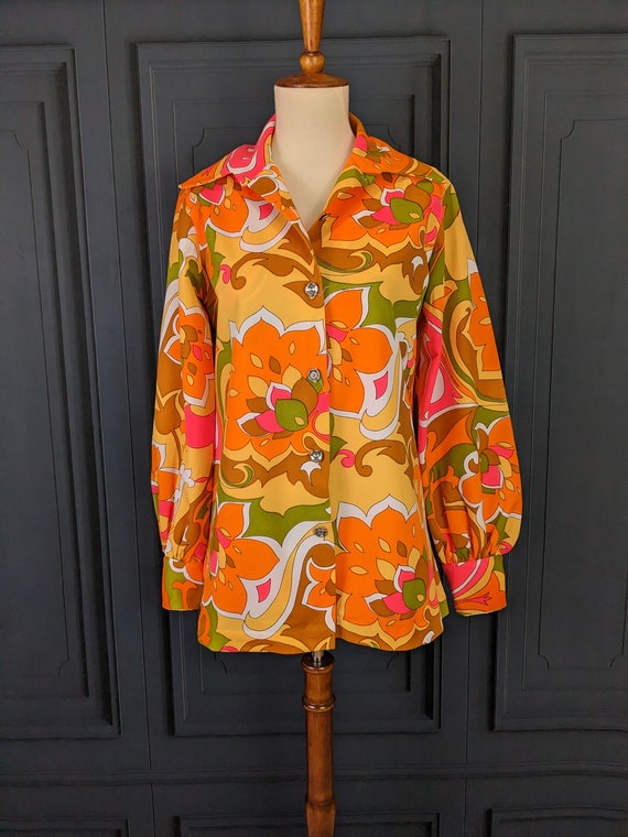 Groovy Vintage Shirt and Jacket Set - Colorful 60… - image 10