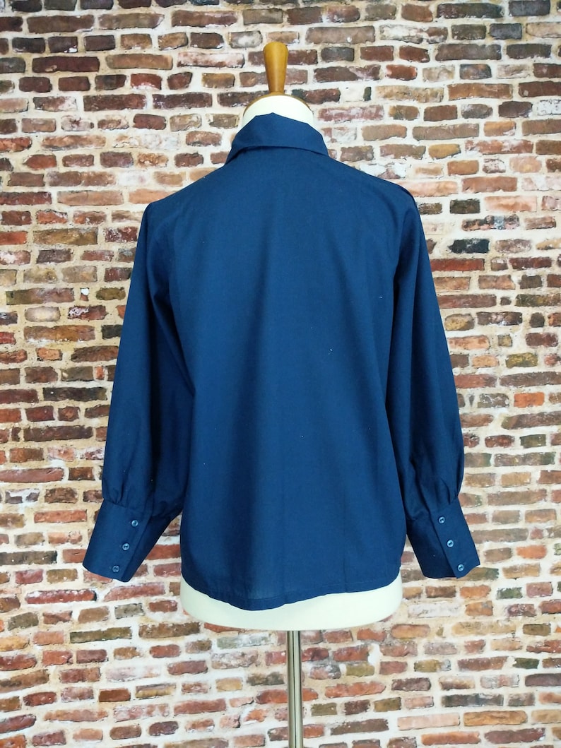 Vintage Girl/'s Shirt Mod 60/'s 70/'s Size 12 14 Blue Button Up Blouse