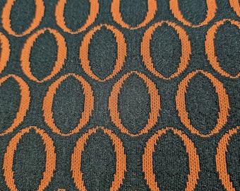 Schwarzer und Kupferfarbener gewebter Nähstoff - Strukturiert Stretch Ringel Polka Dots 70's 70's - 2.3 Yards x 61 "Breite