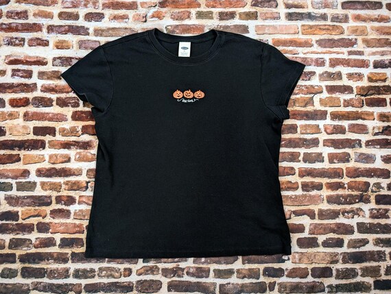 Vintage Y2k Halloween Shirt - Black Jack O Lantern - Size XL Short Sleeve Tee Shirt Ladies Women's