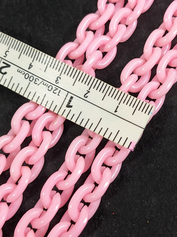 Vintage Plastic Chain Necklace - Pastel Pink Link… - image 7