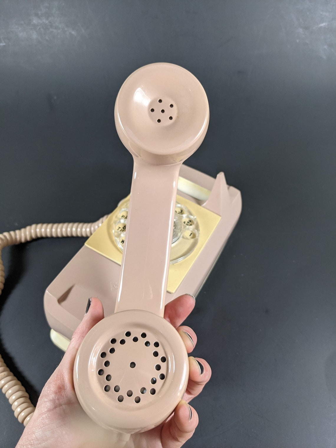 Vintage Pink Wall Phone 80's Rotary Dial Kitchen Wall Etsy